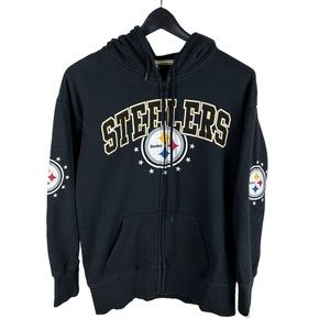 Mens Y2K Pittsburgh Steelers NFL Football Full ZIP Hoodie Size M